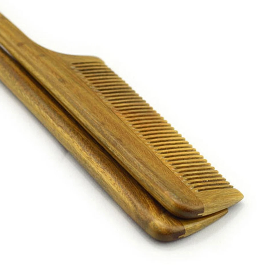 Peine de sándalo verde peine de madera mango alisador peine de dientes finos Foto 3 de 4