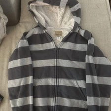 Sears Roebuck & Company Gray Stripe Hoodie Size Medium 10/12