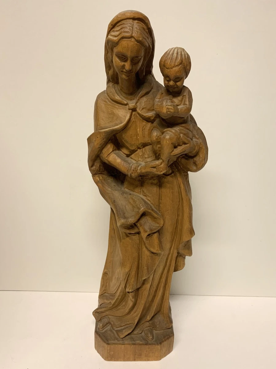 Sehr schöne alte Stand Holz Figur - Maria mit Kind - ca. 43,0 cm Hoch
