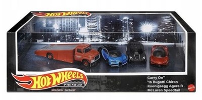 HOT WHEELS PREMIUM DIORAMA zestaw 4 autek Bugatti Koenigsegg McLaren HCR54