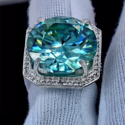 RARE Ct Certified Lovely Treated Blue Diamond Solitaire Ring In 925  Silver