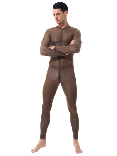 Männer Ganzkörperanzug Einteiler Transparent Jumpsuit Catsuit mit Reisverschluss - Picture 35 of 49