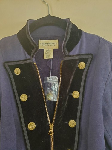 Denim Supply Ralph Lauren Navy Military Velvet Jacket Cut N Sew Women’s SP - Picture 4 of 6