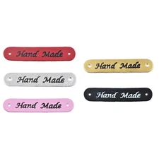 Pkg of 25 PU LEATHER "HAND MADE" Craft Labels Tags 2-7/8" x 3/8" (1107)