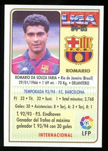 1994-95 Mundicromo Las Fichas de la Liga Romario #18 Rookie Card RC FC Barcelona - Picture 2 of 2