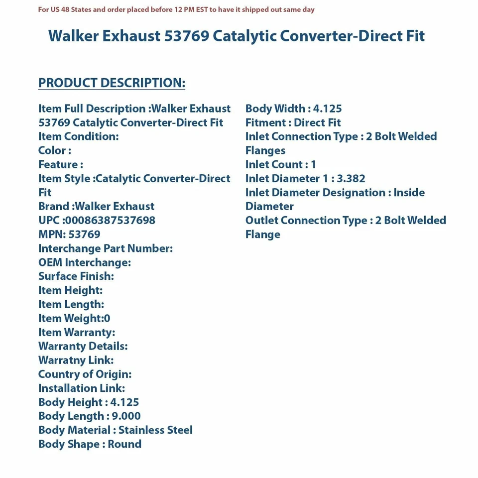 Convertidor catalítico Walker Escape 53769 - ajuste directo Foto 4 de 4