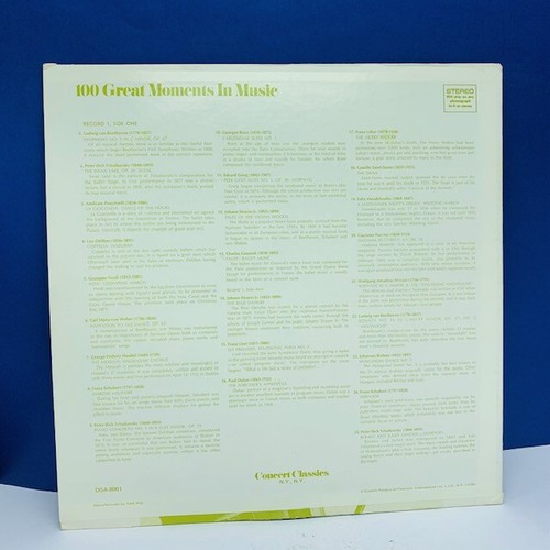 Record vinyl 33 RPM album cover sleeve vtg Lp 12" Great Moments Music 100 vol 1 - Picture 2 of 2