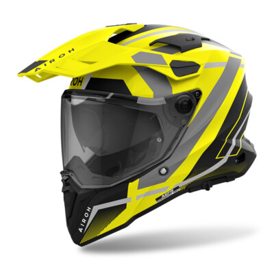 Helm Mann Airoh COMMANDER 2 Mavick Gelb Fluo Motorrad Adventure Enduro Touring