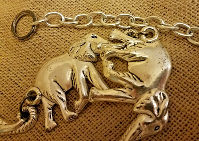 Silver Metal Chain Belt 3D Large ELEPHANTS Adjustable Size  display picture 1