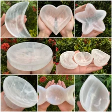 Gemstone Carved SELENITE Crystal Polished Charging Bowl, Pick Your desired Shape