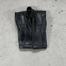 PB-VSLT-BK: 1/12 Black Faux Leather vest for 6" Muscular body or 7" WWE Body