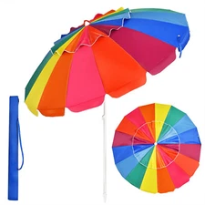 Costway 8 FT Beach Umbrella Outdoor Tilt Sunshade Sand Anchor (OP70716CS)