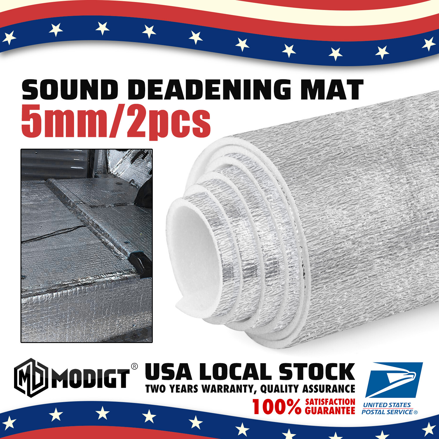 100cmx200cm Car Heat & Noise Control Pad Insulation Effective Sound Deadener 2X