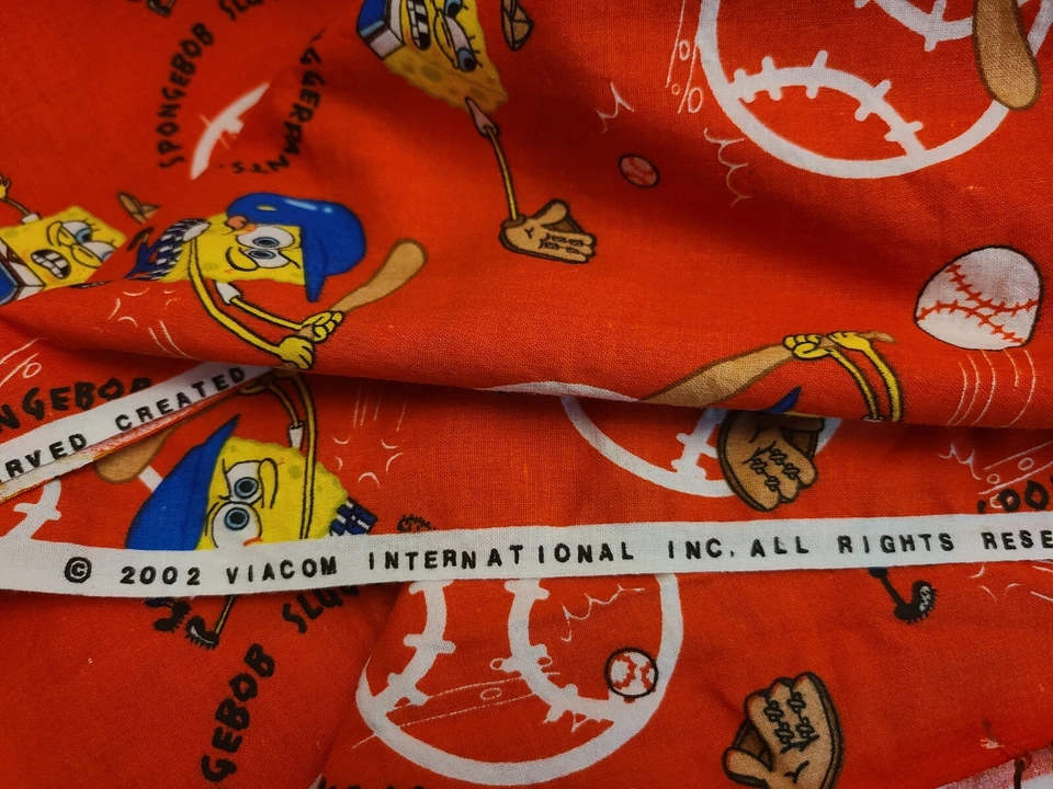 Pantalones cuadrados vintage de 1 yarda + Bob Esponja Pantalones de béisbol de tela tejida de algodón Foto 2 de 4