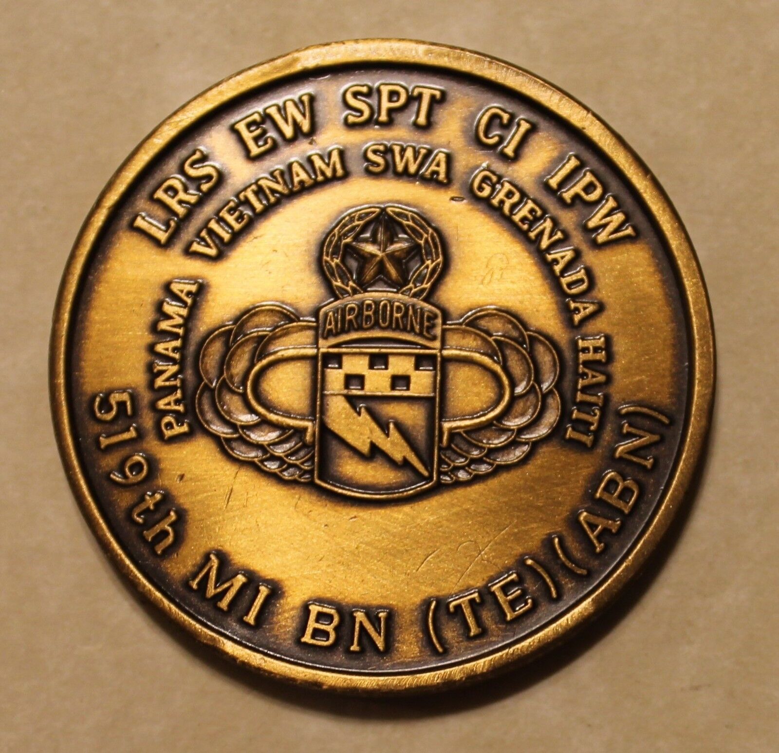 519th Military Intelligence Battalion Airborne Bronze Army Challenge Coin