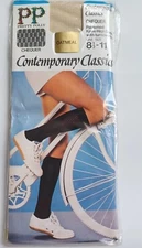 Pretty Polly Ladies 1970/80s Vintage Oatmeal Beige Turnover Top Knee High Socks 