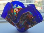 Listed Melissa Branzell 9x8.5x7.5 Arizona Signed Hand-Blown Glass Colorful Vase