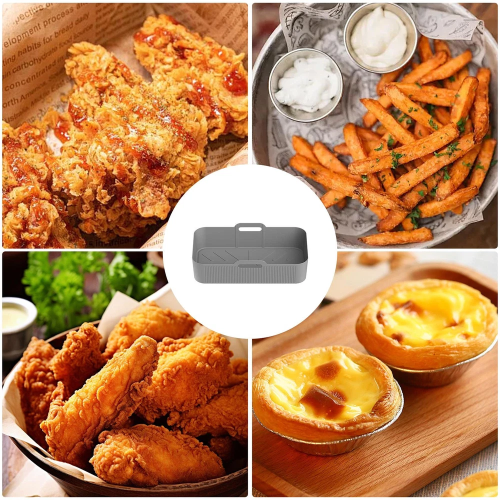 Air Fryer Silicone Pot Baking Basket Oven Non Stick Reusable Liner Rectangle
