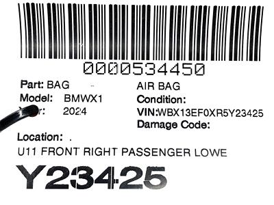 2023 2024 BMW X1 U11 M35i RIGHT PASSENGER KNEE AIRBAG