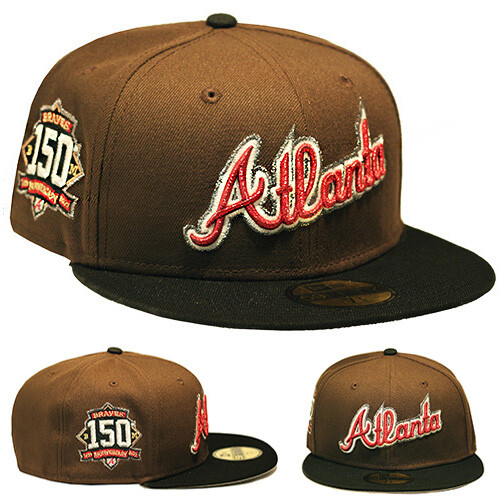 New Era Atlanta Braves Cooperstown Brown Fitted Hat 150th 