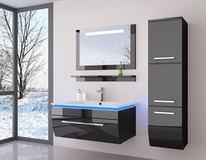 Badmöbel Set Schwarz Weiss Hochglanz Badezimmermöbel Badmöbel ... Badmöbel Set Schwarz Weiss Hochglanz Badezimmermöbel Badmöbel ...