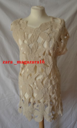 ABITO DA DONNA ZARA NUOVO IN PAGLIA ASIMMETRICO ALL'UNCINETTO TAGLIA XS-S REF. 5070/015 - Foto 6 di 7