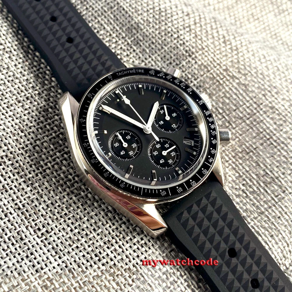 Relógio masculino de quartzo cronógrafo completo sólido mostrador preto branco estéril Bliger 40 mm - Imagem 4 de 4