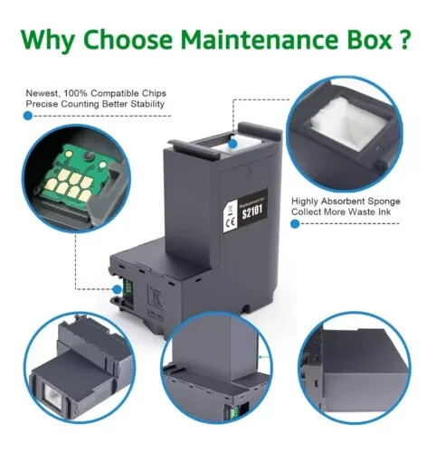Caja de tinta de mantenimiento S2101 para impresora Epson SureColor F170 tanque de tinta residual NUEVO - Imagen 5 de 5