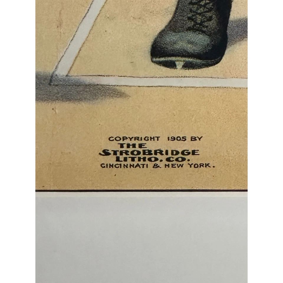 Rare 1905 Strobridge Lithograph Batter Up! Baseball Print by Anonymous - Image 2 of 4