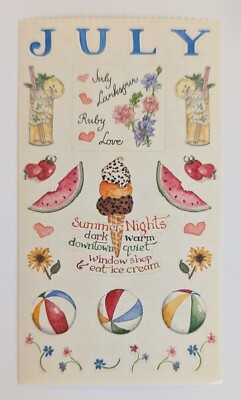 Vintage Susan Branch Stickers Month of July 1 Module Sheet 4.5''x2.5''