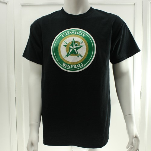 Mens T Shirt Cowboy Star Baseball Team Logo Short Sleeve Black Size L - Picture 2 of 10