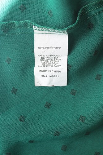 Unique Vintage Brand Womens 2x/18 Belted Green Polka Dotted Long Sleeve Dress - Picture 5 of 11