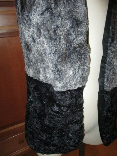 Ladies Aqua Black Gray 2 Tone Soft Faux Fur Vest Size Medium - Picture 2 of 4