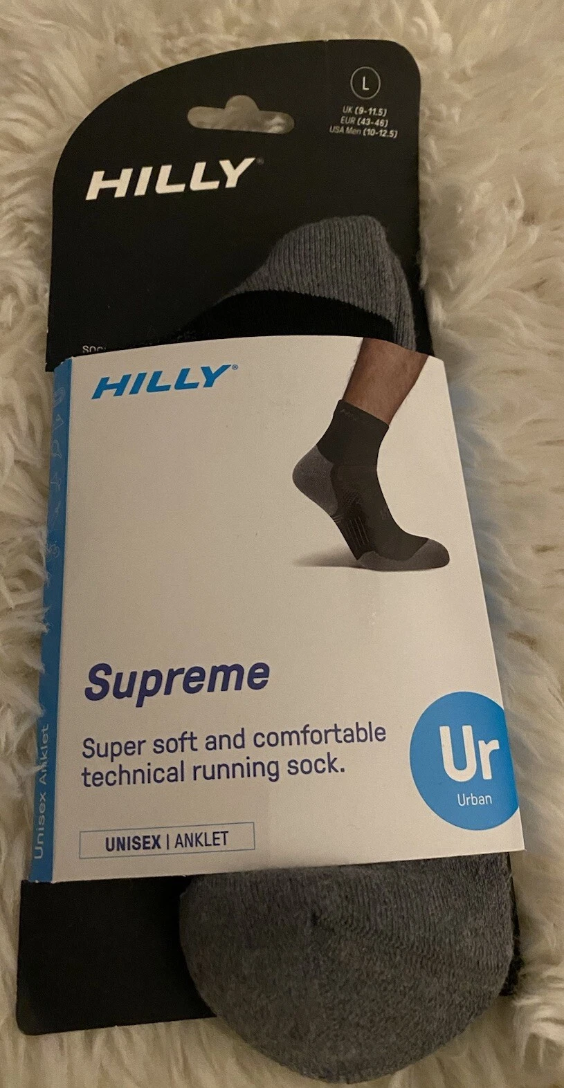 ?Chaussettes cheville unisexe Hilly Supreme gris CS1732 neuves avec étiquettes taille grand/9 11,5?