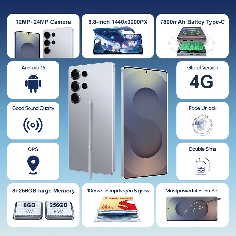 S25 Ultra 6.8" Smartphone Unlocked Android 15 Dual SIM 7800mAh Cell Phone Gifts - Image 3 of 4