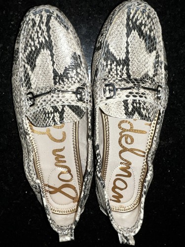 Sam Edelman Falto Women’s Loafers Silver Horse Bit Slip On Shoes Snake Print 7.5 - Picture 2 of 7