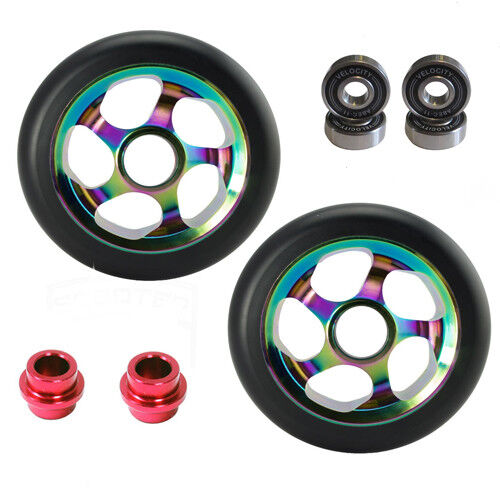 2 x Wheelchair Wheels castors 120mm 8mm axle abec 11 bearings metal core 88a pu - Picture 1 of 1