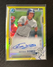 2021 Bowman Chrome 1st Bowman Yellow Refractor Auto Antonio Gomez #/75 Yankees