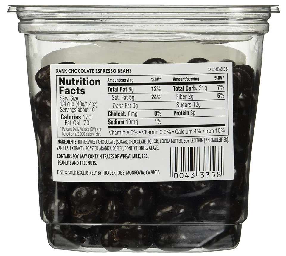 Trader Joe's Dark Chocolate Covered Espresso Beans 14 oz Delicious Taste - Image 2 of 4