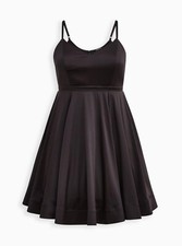 Torrid Satin Mini Skater Dress Black NWT New 16X