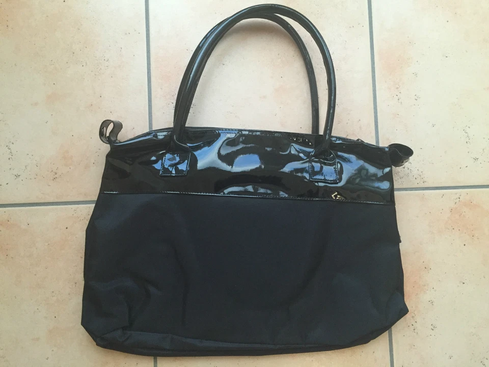 Schwarze Lack und Polyester Handtasche Tasche – Damen - Bild 2 von 3