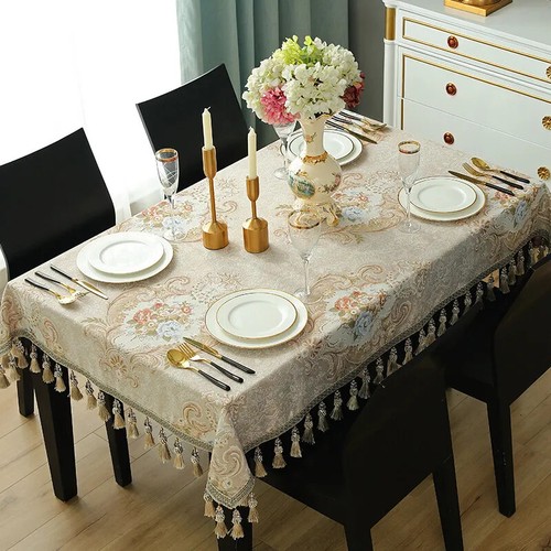 Luxury Tassels Embroidered Tablecloth Dinning Table Cover Party Jacquard Decor - Bild 9 von 39