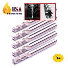 5x 4-Flute End Mill Bits HSS CNC 1/4" Shank Drill Bits Cutter for Aluminum Steel