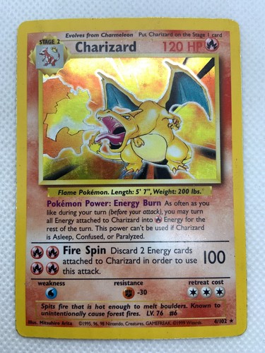 Charizard 4/102 Base Set 1999 Pokemon Card Holo Rare Holofoil - Picture 13 of 20