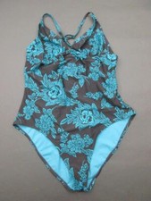 Old Navy Size L Womens Blue/Brown Wireless Unpadded One Piece Swimsuit 3L