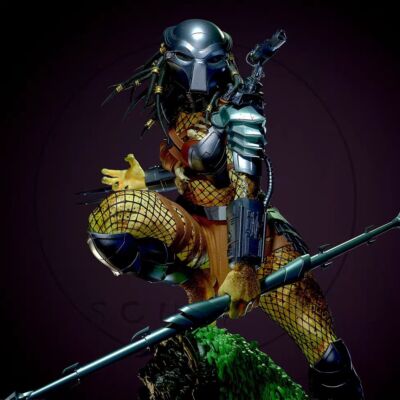 Predator Weibliche Kriegerin 3D Druck - Resin Figur Harz Weiß Modell