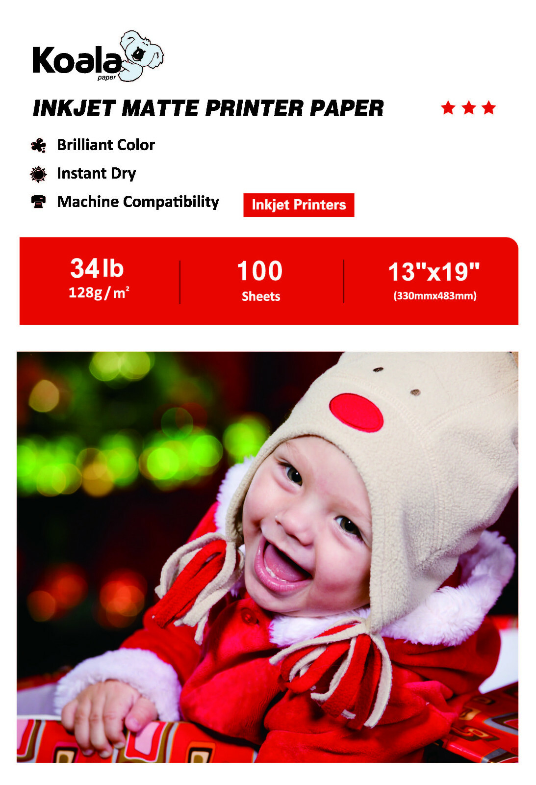 Koala Premium Matte Photo Paper 13x19 100 Sheet for Inkjet Printer Canon HP 34lb
