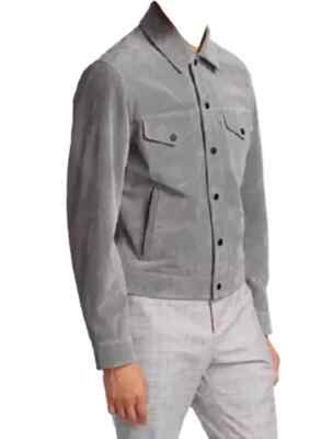 Lambskin Suede Casual New Men Jacket Gray Soft Handmade Genuine Motorcycle Biker