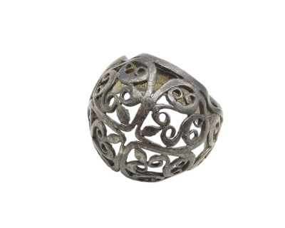 アクセサリー vintage silver 925 ring 925 Sterling Silver Vintage Lind Round-Cut C Z Striped Ring