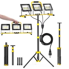 21000Lumen LED Work Lights with Stand - 3 Head Portable Work Light with 16FT ...